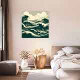 Stylish wall art canvas featuring ocean waves, ideal for home decor in modern interiors