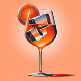 Bright wall art canvas featuring a refreshing drink in a glass with ice and an orange slice