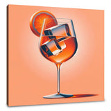 Vibrant Wall Art Canvas featuring a cocktail glass with ice and an orange slice