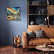 Colourful Wall Art Canvas depicting an abstract landscape in a modern living space