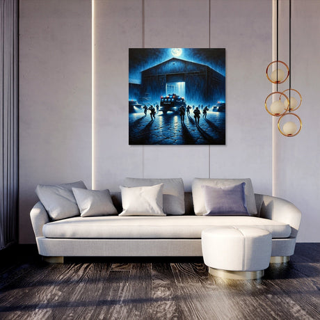 Home Art Haven Wall Art Canvas featuring a dramatic night scene with shadows and a striking moonlit background