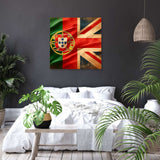 Stunning Wall Art Canvas featuring a fusion of the Portuguese and Union flags, perfect for home decor