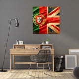Wall Art Canvas featuring a design of the Portuguese flag blended with the Union Jack