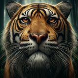 Detailed Wall Art Canvas featuring a realistic tiger's face in a forest setting