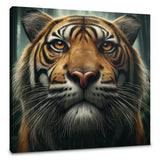 Stunning wall art canvas featuring a close-up of a majestic tiger with intense eyes