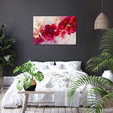 Vibrant wall art canvas featuring bold pink flowers, perfect for enhancing bedroom decor