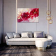 Colourful wall art canvas featuring vibrant pink flowers, ideal for modern living room decor