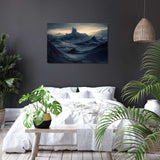 Wall Art Canvas depicting a serene mountain landscape, perfect for enhancing bedroom decor