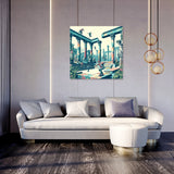 Vibrant Wall Art Canvas featuring artistic scene with columns and statues, enhancing modern living room decor