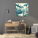 HOME ART HAVEN Wall Art Canvas featuring a vibrant scene with columns and figures, perfect for home decor
