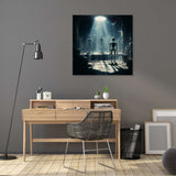 Dark and atmospheric Wall Art Canvas depicting a mysterious scene with beams of light