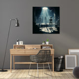 Dark and atmospheric Wall Art Canvas depicting a mysterious scene with beams of light
