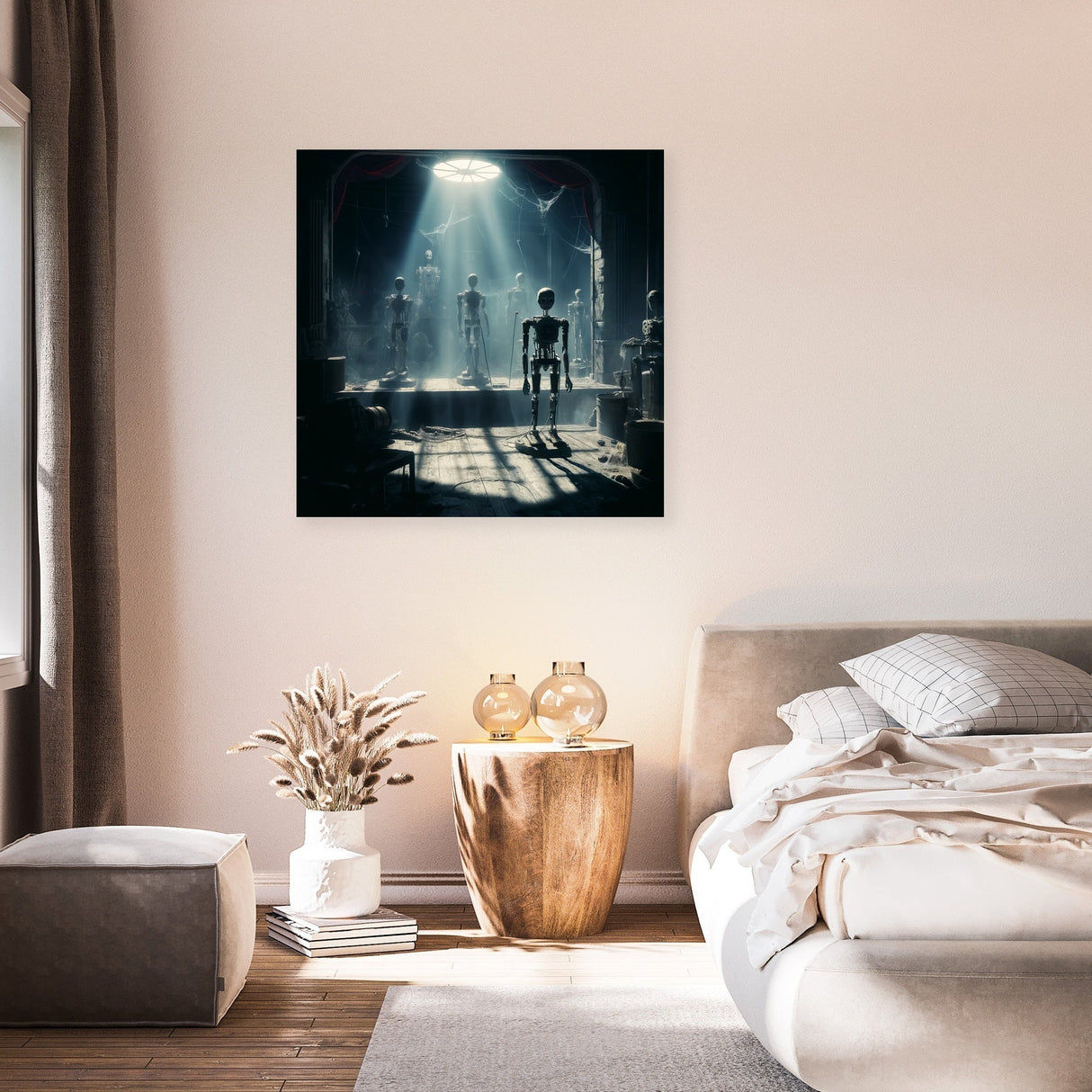 Contemporary Wall Art Canvas featuring a dramatic scene with light and shadows for home decor