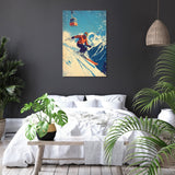 Wall Art Canvas featuring a skier in action against a mountain backdrop, perfect for winter sports enthusiasts