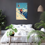 Wall Art Canvas featuring a skier in action against a mountain backdrop, perfect for winter sports enthusiasts