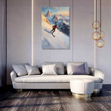 Wall Art Canvas featuring a skier on a mountain slope, adding adventure to home decor