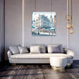 Stylish Wall Art Canvas depicting a lively street scene with buildings and people, perfect for modern homes