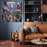 Vibrant Wall Art Canvas featuring an urban scene with street art, perfect for modern interiors