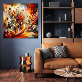 Vibrant Wall Art Canvas featuring colourful flowers in a modern living room setting