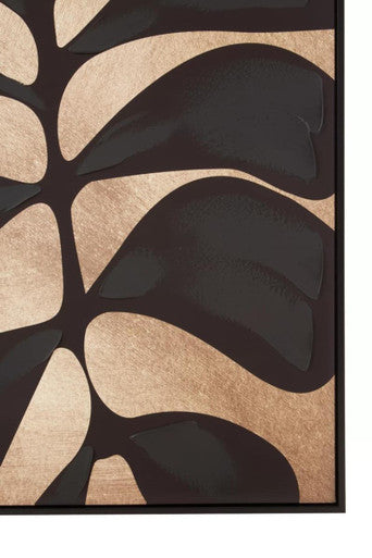 Astratto Canvas Black Leaf Design Wall Art Orsina