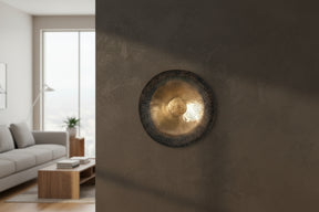 Contemporary Wall Art Plate by Shades 4 Seasons with a textured gold finish for modern interiors