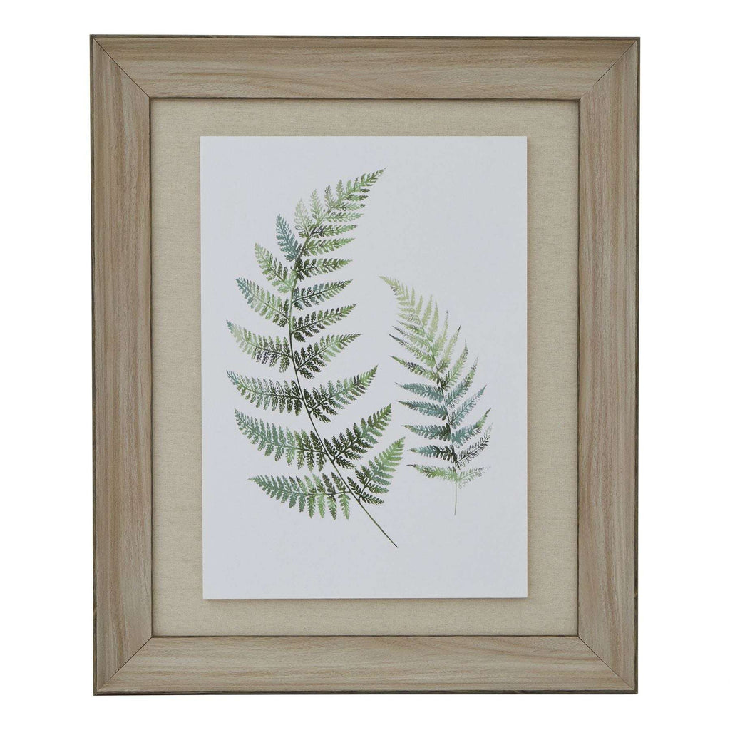 Watercolour Fern Duo In Washed Wood Frame BROWN WOOD Shades 4 Seasons