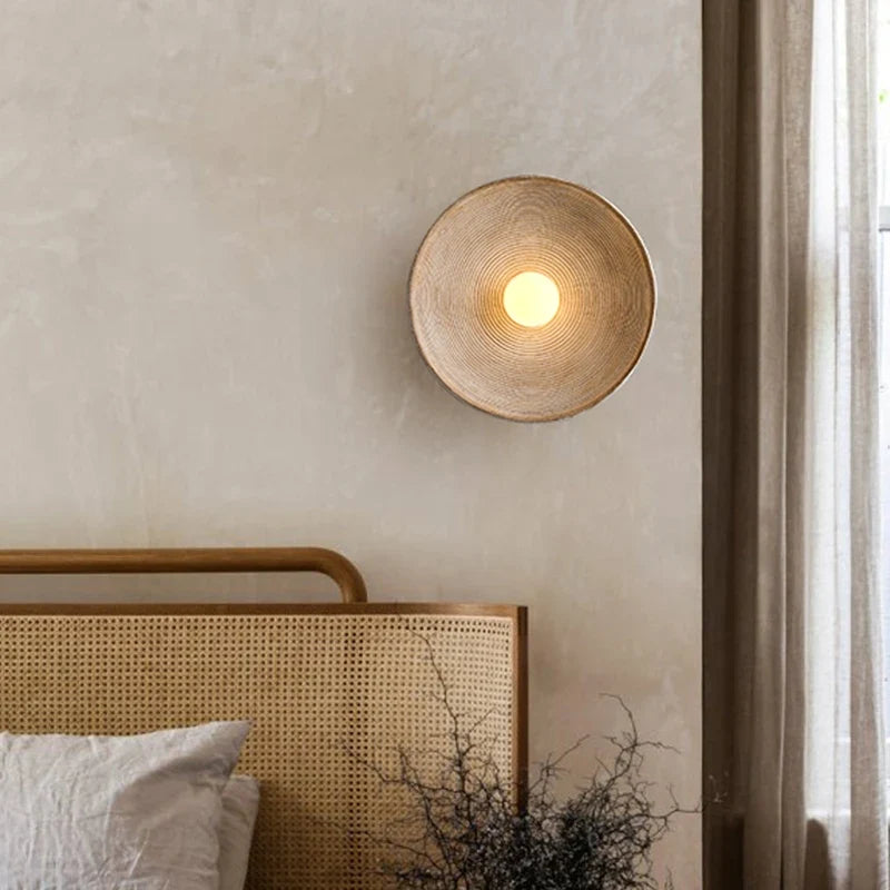 Stylish Light My House Wall Lamp with a round woven design, perfect for modern home decor