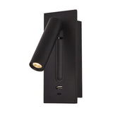 Modern black Wall Light with adjustable head and USB ports for convenient charging