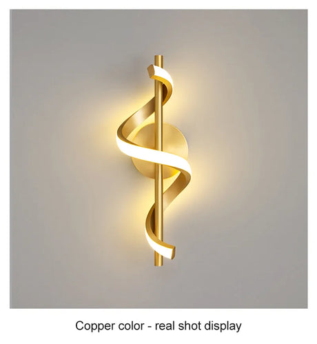 Stylish copper wall light with a spiral design, ideal for modern home decor