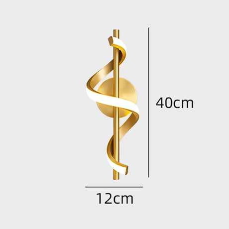 Gold spiralled Wall Light from Light My House measuring 40cm x 12cm for modern decor