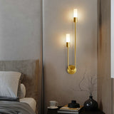 Elegant gold Wall Light with two glass shades for modern bedroom decor