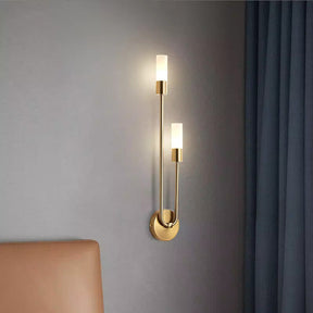 Elegant Light My House Wall Light in Gold Finish with Dual Cylindrical Shades for Modern Decor