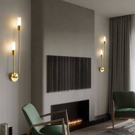 Elegant Light My House Wall Light in gold finish illuminating a modern living room with stylish decor