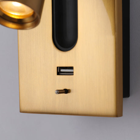 Light My House Wall Light with USB charging port and sleek gold finish for modern decor