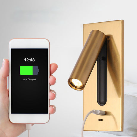Light My House Wall Light with Integrated USB Charger and Adjustable Spotlight Design