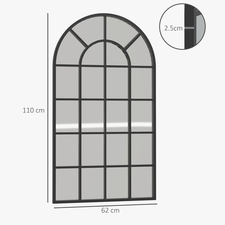 Wise Galleria Wall Mirror with Arched Design and Black Frame, Ideal for Stylish Bathroom Decor