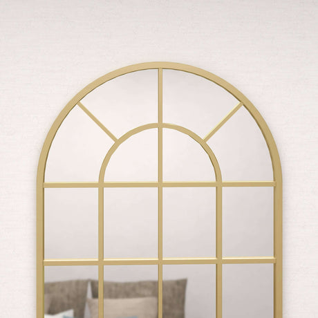 Elegant Wise Galleria Wall Mirror with an Arched Design and Gold Frame for Stylish Bathrooms