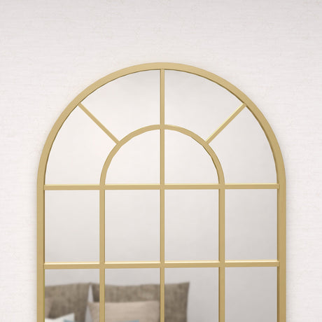 Elegant Wise Galleria Wall Mirror with an Arched Design and Gold Frame for Stylish Bathrooms
