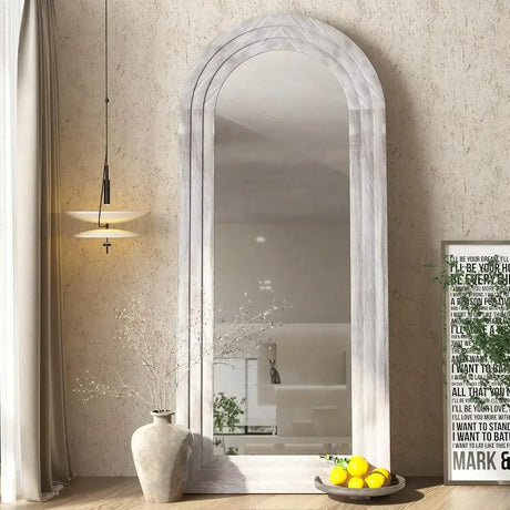 Elegant Nisu Home Wall Mirror with an Arched Design and Wooden Frame for Home Decor