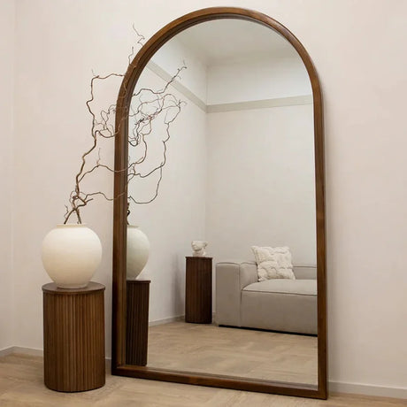 Nisu Home Wall Mirror with an Arched Top and Wooden Frame for a Stylish Home Decor