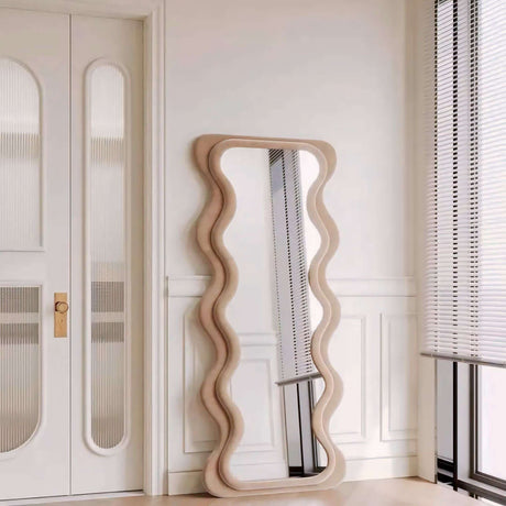 Nisu Home Wall Mirror with a unique wavy frame, ideal for modern home decor