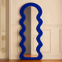 Unique Blue Wall Mirror by Nisu Home with Wavy Edges for Stylish Home Decor