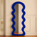 Unique Blue Wall Mirror by Nisu Home with Wavy Edges for Stylish Home Decor