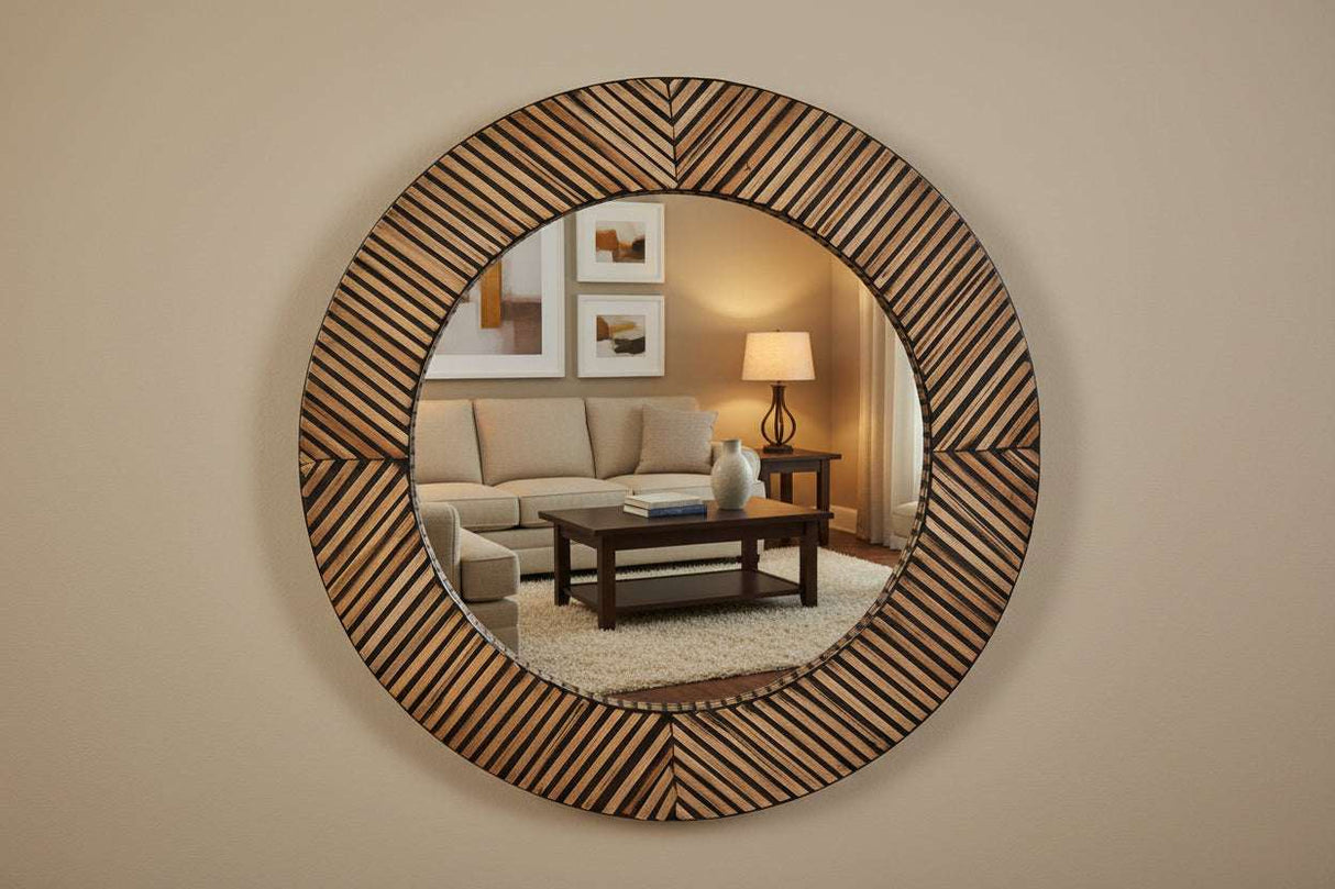 Orsina Wall Mirror with Decorative Striped Frame for Stylish Home Decor
