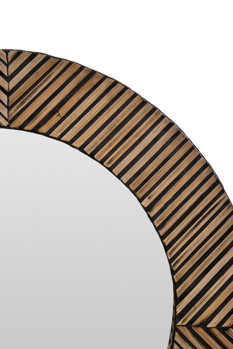 Orsina Wall Mirror with a unique striped wooden frame design for stylish home decor