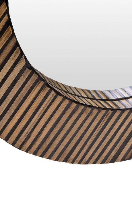 Orsina Wall Mirror with a unique striped wooden frame for stylish home decor