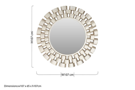 Orsina wall mirror with a unique circular frame design measuring 107cm diameter for stylish home decor