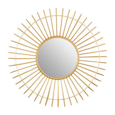 Orsina Sunburst Wall Mirror with a Gold Frame and Radiating Design for Home Decor