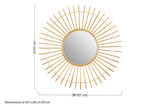 Orsina Wall Mirror with a sunburst design, measuring 107cm in diameter with a gold finish