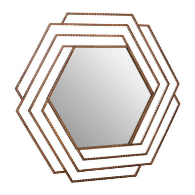 Orsina Hexagonal Wall Mirror with Unique Layered Frame for Stylish Home Decor